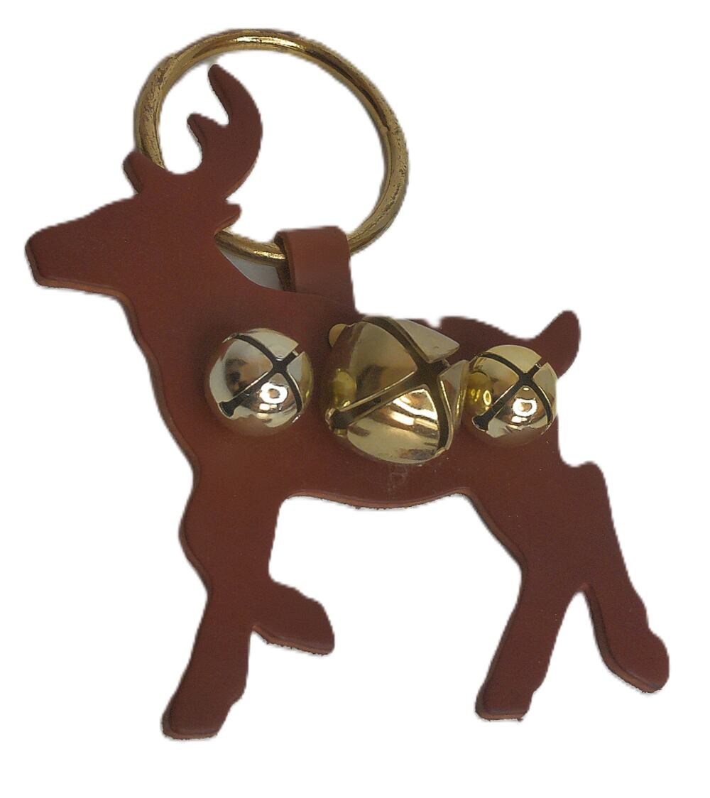 Christmas Reindeer Leather Door Chime Sleigh Bells